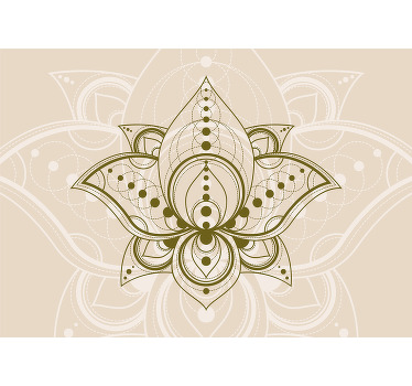 Beige roller blind with golden lotus blossom design - TenStickers