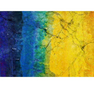 Toile fenêtre chambre peinture abstraite bleue et jaune - TenStickers