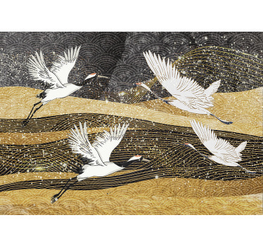 Toile fenêtre chambre oiseaux orientaux blancs - TenStickers