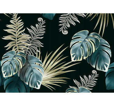 Toile fenêtre chambre feuilles de palmier élégantes - TenStickers
