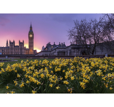 Toile fenêtre chambre big ben sous la lumière - TenStickers