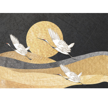 Toile fenêtre chambre oiseaux orientaux en vol - TenStickers