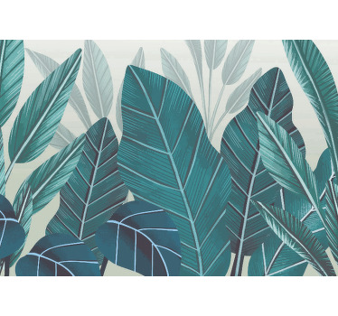 Toile fenêtre chambre feuilles tropicales aquarelle 3d - TenStickers