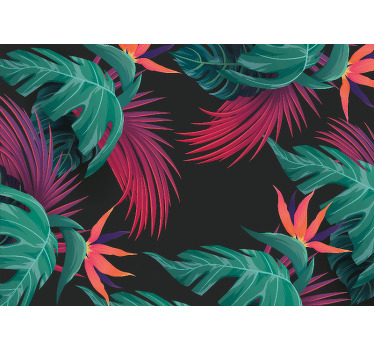 Toile fenêtre chambre feuilles tropicales turquoise - TenStickers