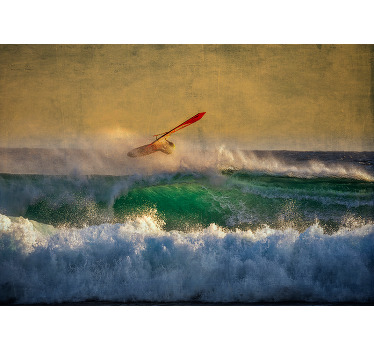 Toile fenêtre chambre vagues de windsurf - TenStickers