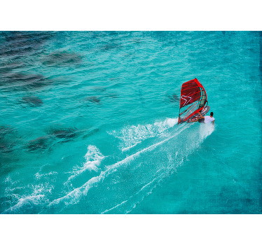 Toile fenêtre chambre windsurfer dans l'eau - TenStickers