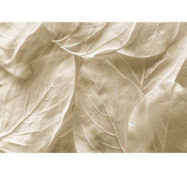 Toile fenêtre chambre grandes feuilles beiges - TenStickers