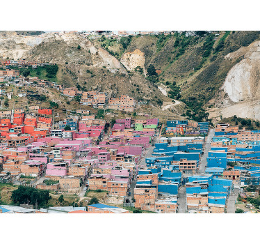 Toile fenêtre chambre maisons colorées de bogotá - TenStickers
