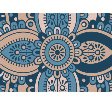 Toile fenêtre chambre mandala floral bleu - TenStickers