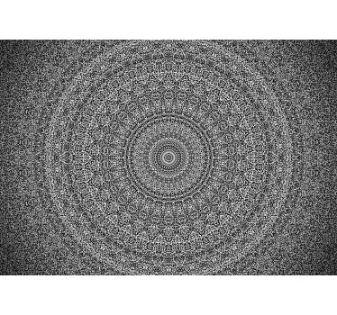 Toile fenêtre chambre mandala en niveaux de gris - TenStickers