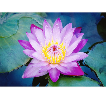 Toile fenêtre chambre fleur de lotus violet - TenStickers