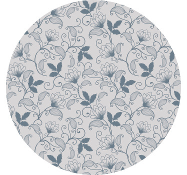 Persiana enrollable gris patrón floral azul hamptons - TenVinilo