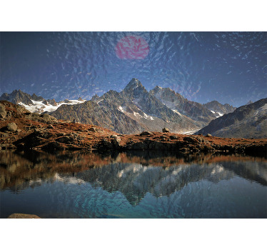 Toile fenêtre chambre paysage lac scandinave - TenStickers