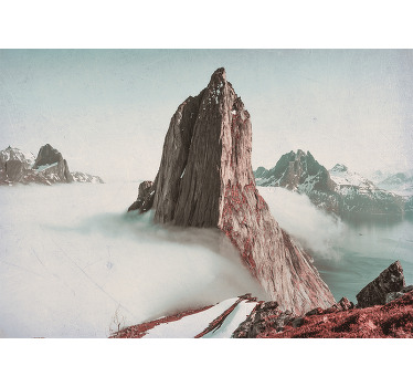 Blind bedroom mountains in fog of norway - TenStickers