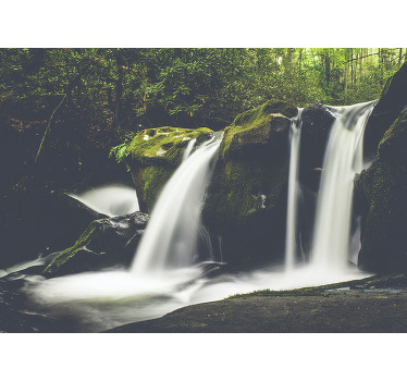 Toile fenêtre chambre cascade nature forêt - TenStickers