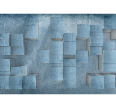 Toile fenêtre chambre effet cubes en pierre 3d - TenStickers