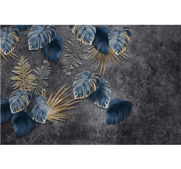 Living room blind with 3d plant effect on concrete - TenStickers