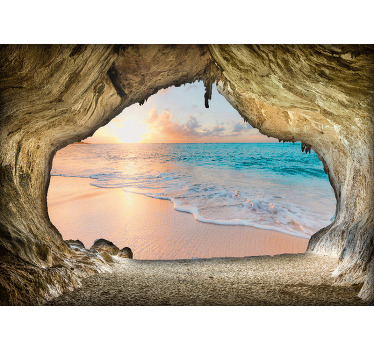 Living room blind with 3d ocean view design - TenStickers