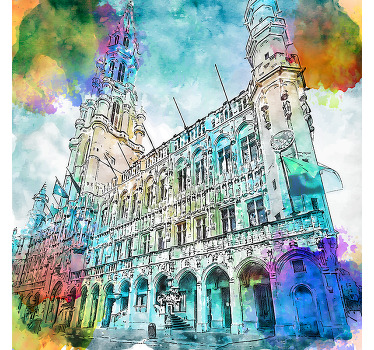 Tenda a rullo soggiorno acquerello grand place bruxelles - TenStickers