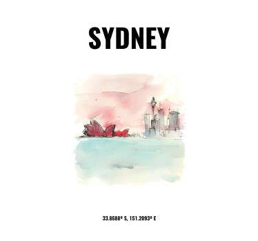 Sydney koordinaatit olohuoneen rullaverho - Tenstickers