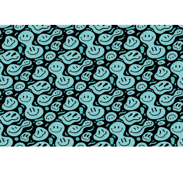 Fekete és kék torz mosolygó emotikonok redőnyök hálószoba - TenStickers