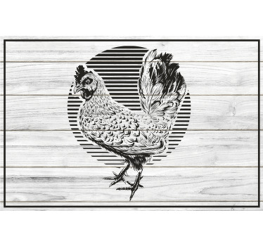 Toile fenêtre chambre poussin sur planches en bois - TenStickers