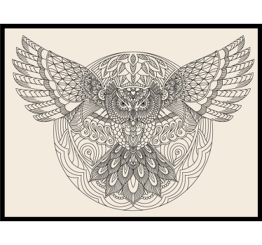 Toile fenêtre chambre hibou noir aux ailes déployées - TenStickers