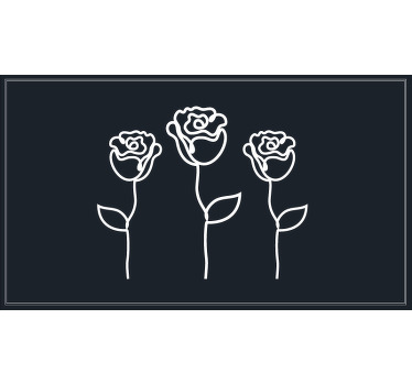 Toile fenêtre chambre illustration de roses minimalistes - TenStickers