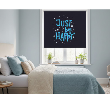 Toile fenêtre chambre soyez heureux en bleu - TenStickers