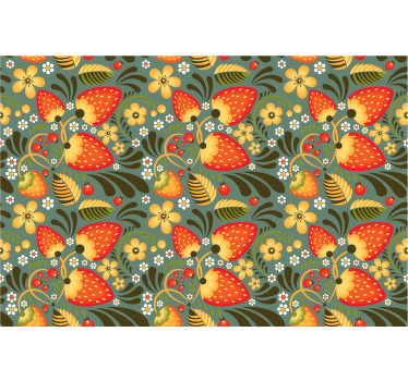 Toile fenêtre chambre fraises russes et plantes vertes - TenStickers