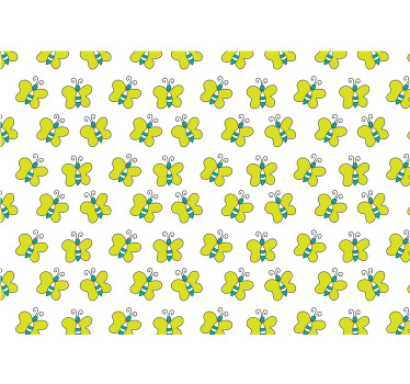 Toile fenêtre chambre papillon rayé blanc et vert - TenStickers