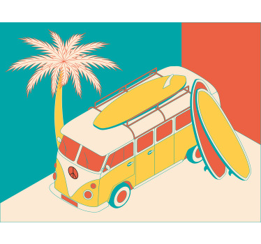 Toile fenêtre chambre hippy mini bus décoratif - TenStickers