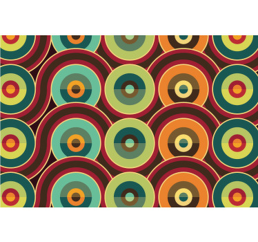 Toile fenêtre chambre cercles rétro répétés - TenStickers