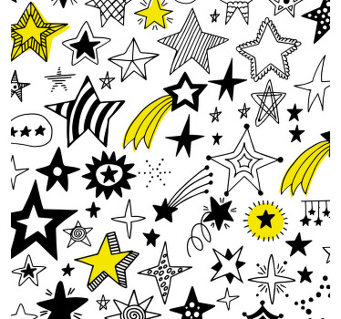 Toile fenêtre chambre étoiles doodle - TenStickers