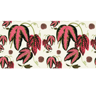 Toile fenêtre chambre feuilles de maranta rouges - TenStickers