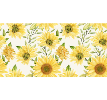 Toile fenêtre chambre tournesols sur fond blanc - TenStickers