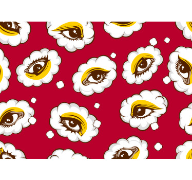 Toile fenêtre chambre motif yeux des années 70 - TenStickers