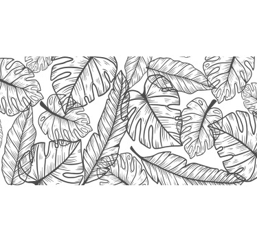 Toile fenêtre chambre contours de grandes feuilles - TenStickers