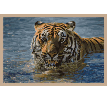Toile fenêtre chambre tigre nageant - TenStickers