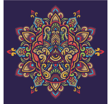 Toile fenêtre chambre main de fatima colorée - TenStickers