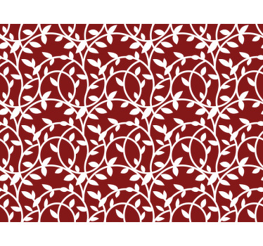 Toile fenêtre chambre feuillage rouge et blanc - TenStickers