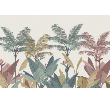 Toile fenêtre chambre plantes tropicales terracotta - TenStickers