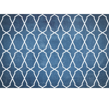 Toile fenêtre chambre motif losanges ondulés bleus et blancs - TenStickers