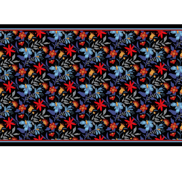 Toile fenêtre chambre imprimé floral 'tricot' noir - TenStickers