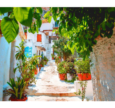 Virágos régi mediterrán utca redőnyök hálószoba - TenStickers