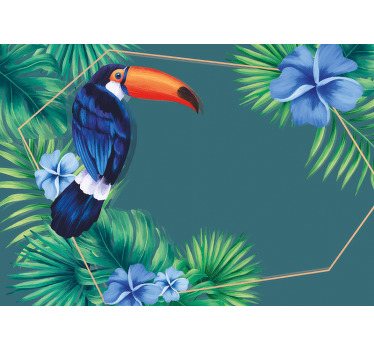 Estor enrollable habitación hojas tropicales con tucán - TenVinilo