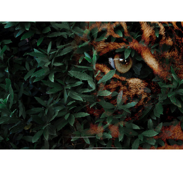 Estor enrollable habitación tigre de hojas verdes - TenVinilo