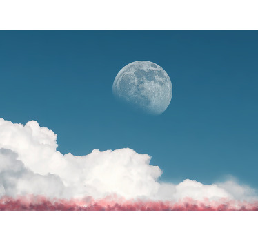 Toile fenêtre chambre pleine lune de jour - TenStickers