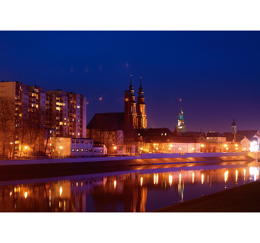 Bedroom roller blind opole at dusk - TenStickers