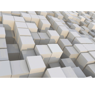 Toile blanche fenêtre cubes blancs minimalistes bord noir - TenStickers
